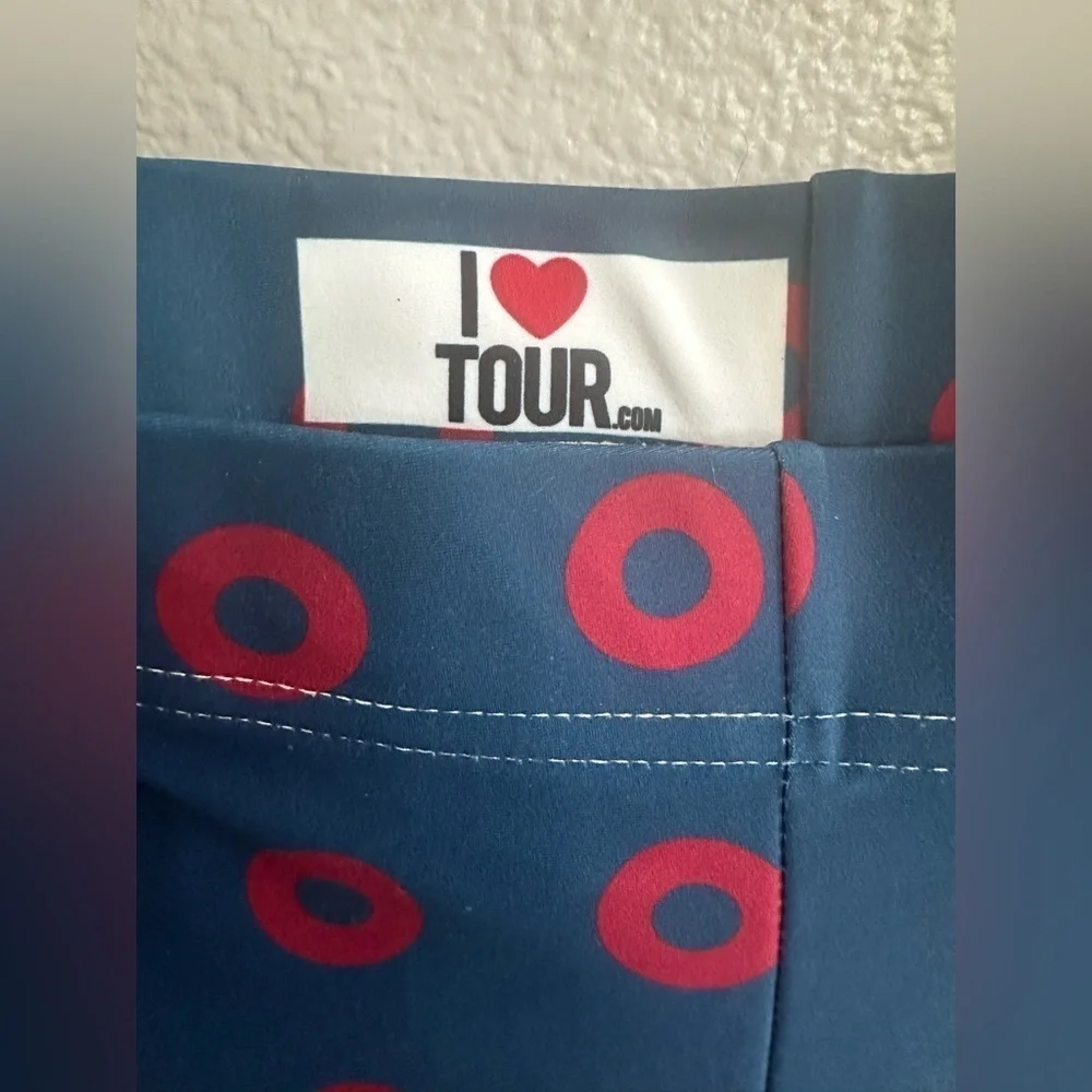 Phish Red Circle Donut Leggings, Fishman Donut Blue with Red Donuts. - Picture 11 of 13